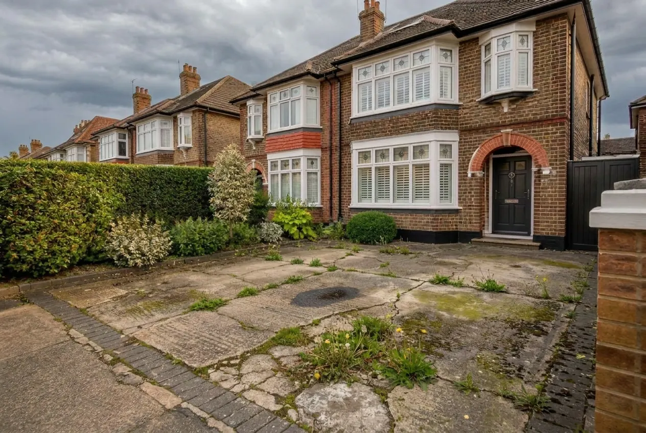 Before — Twickenham — herringbone driveway